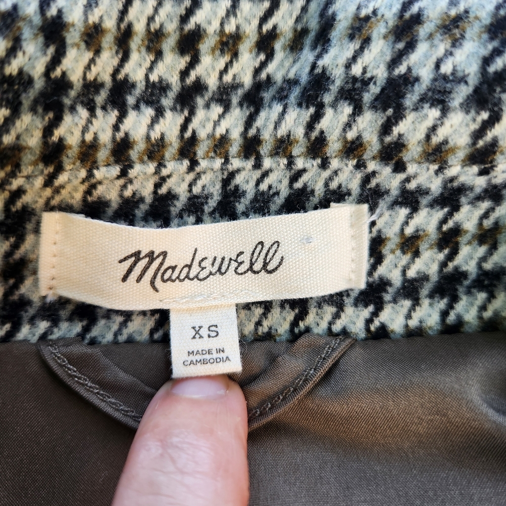 Madewell Oversized Knit Blazer In Houndstooth Womens Size XS Button Up Jacket - Picture 12 of 14
